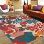 Floral Printed Cotton Carpet – 4 x 5.5 ft Decorative Floor Rug  ⸻