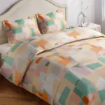 Geometric 100% Cotton King Bedsheet Set – 144 TC Lightweight Breathable Bedding with Pillow Covers
