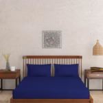 Navy Cotton Bedsheet Set – Solid Woven Bedding with Pillow Covers