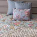 Tree of Life Hand Quilted Muslin Quilt – Reversible Cotton Quilt with Block Print Design (Blue)