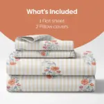 Floral Reverie 100% Combed Cotton King Bedsheet Set – 186 TC Soft Breathable Twill Weave Bedding with Pillow Covers (Multicolor