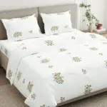 Petals of Tradition 100% Combed Cotton King Bedsheet Set – 186 TC Soft Breathable Bedding with Pillow Covers (Multicolor)