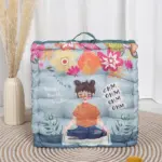 Digitally Printed Floor Cushion – Polycotton Seating Cushion with Recycled Cotton Filling & Handle